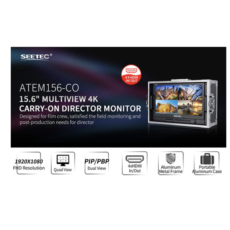  Màn hình giám đốc phát sóng trực tiếp 15.6 inch Tích hợp với 4 đầu ra đầu vào HDMI SEETEC ATEM156-CO 