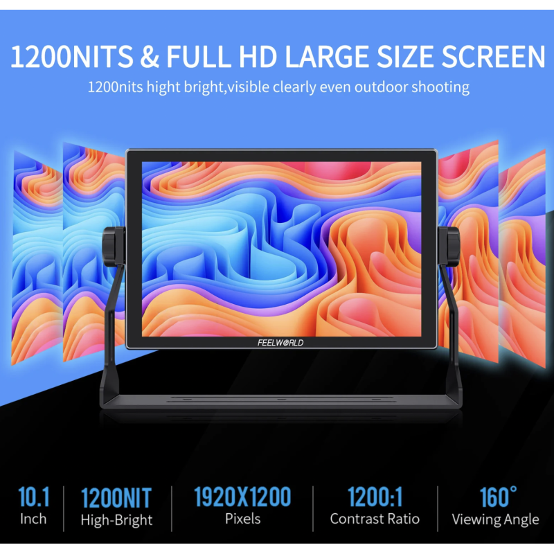 FEELWORLD S10 10.1 inch 1200nit 12G SDI Độ sáng cao Màn hình cảm ứng HDMI 2.0
