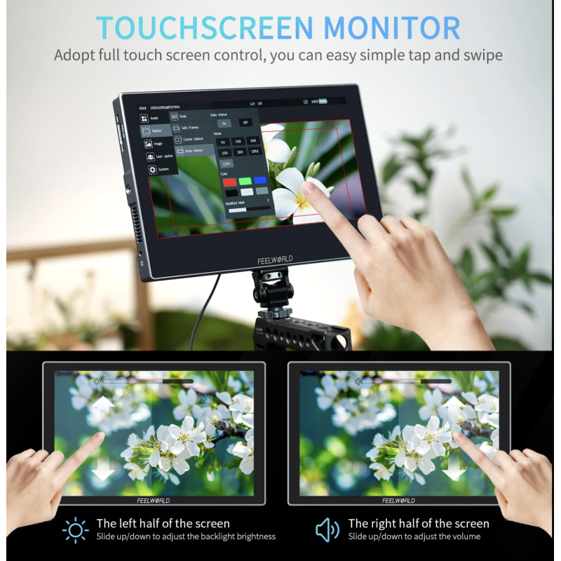 FEELWORLD S10 10.1 inch 1200nit 12G SDI Độ sáng cao Màn hình cảm ứng HDMI 2.0