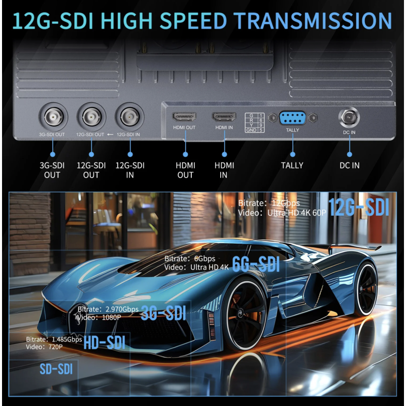 FEELWORLD S10 10.1 inch 1200nit 12G SDI Độ sáng cao Màn hình cảm ứng HDMI 2.0