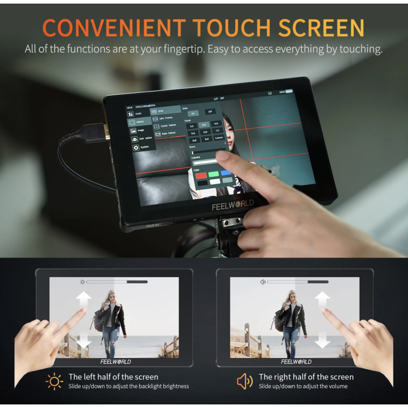FEELWORLD F7 PLUS 7 inch 1200nit cho máy ảnh DSLR 4K HDMI
