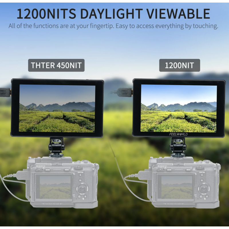 FEELWORLD F7 PLUS 7 inch 1200nit cho máy ảnh DSLR 4K HDMI