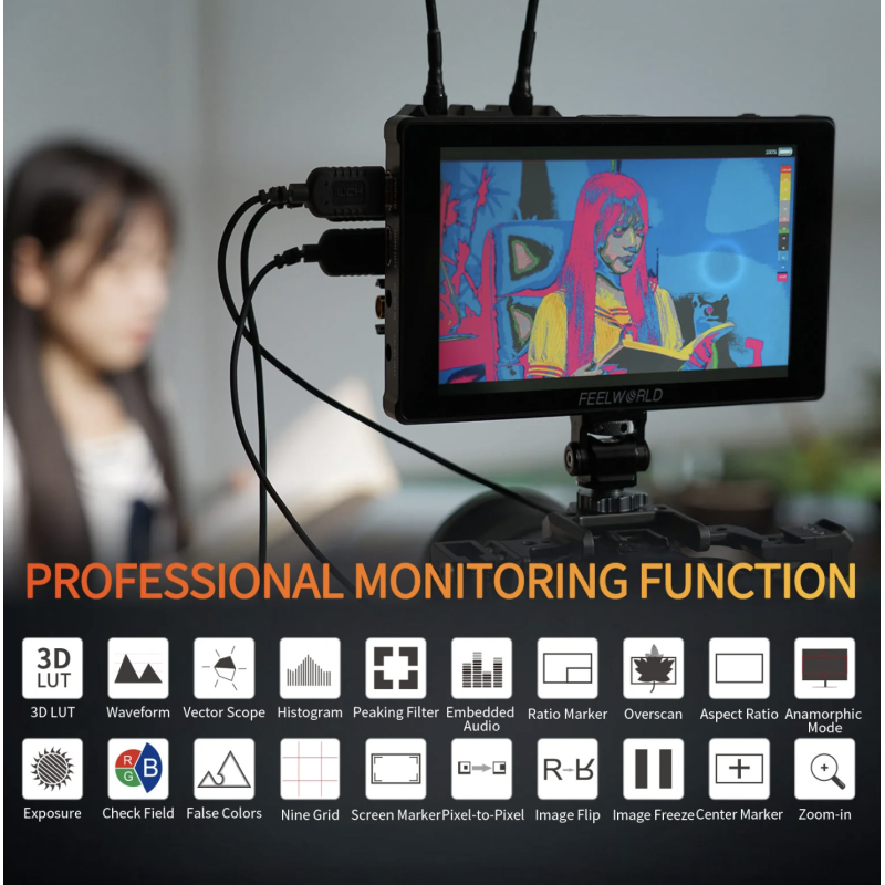 FEELWORLD F7 PLUS 7 inch 1200nit cho máy ảnh DSLR 4K HDMI