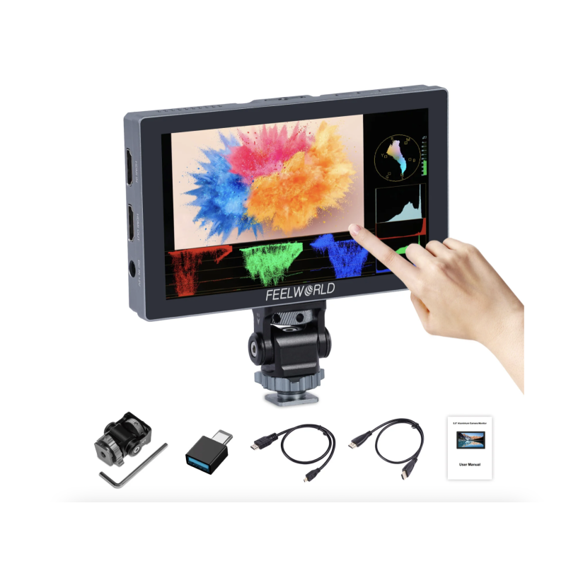 FEELWORLD P6X 5.5 Inch 1000nit Aluminium DSLR Camera Field Monitor Touch Screen 4K HDMI Lightweight
