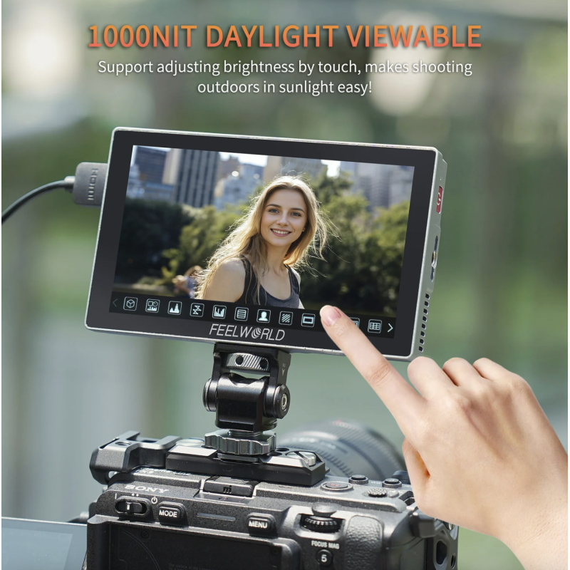 FEELWORLD P6X 5.5 Inch 1000nit Aluminium DSLR Camera Field Monitor Touch Screen 4K HDMI Lightweight
