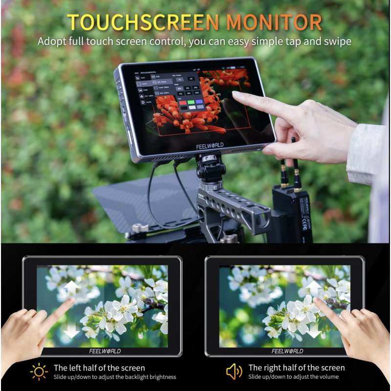 FEELWORLD S7 7 Inch 12G SDI HDMI2.0 Camera Field Monitor with 1600nit High Brightness Touchscreen
