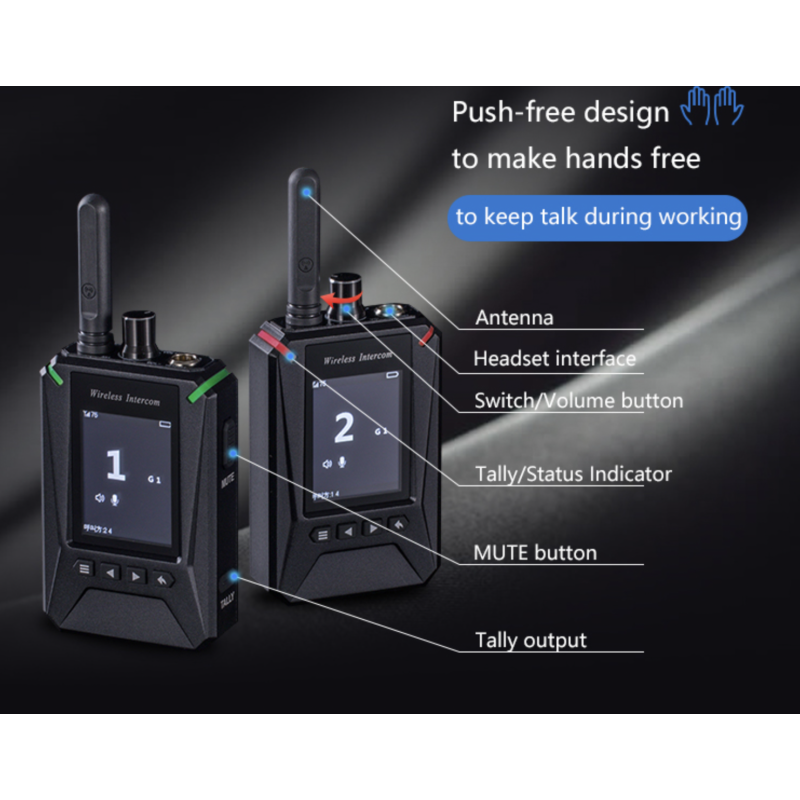 Bộ tally intercom NAYA BS-450 - Liên lạc nội bộ 8 tai không dây và báo hiệu cho máy quay (Full VAT  set 8 bao gồm 1 Base Station, 8 Beltpack PT420, 8 đèn Tally, 8 Headset và Phụ kiện )