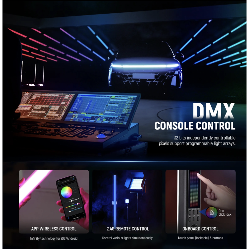NEEWER TL120C RGB Tube Light with APP/2.4G/DMX Control 
