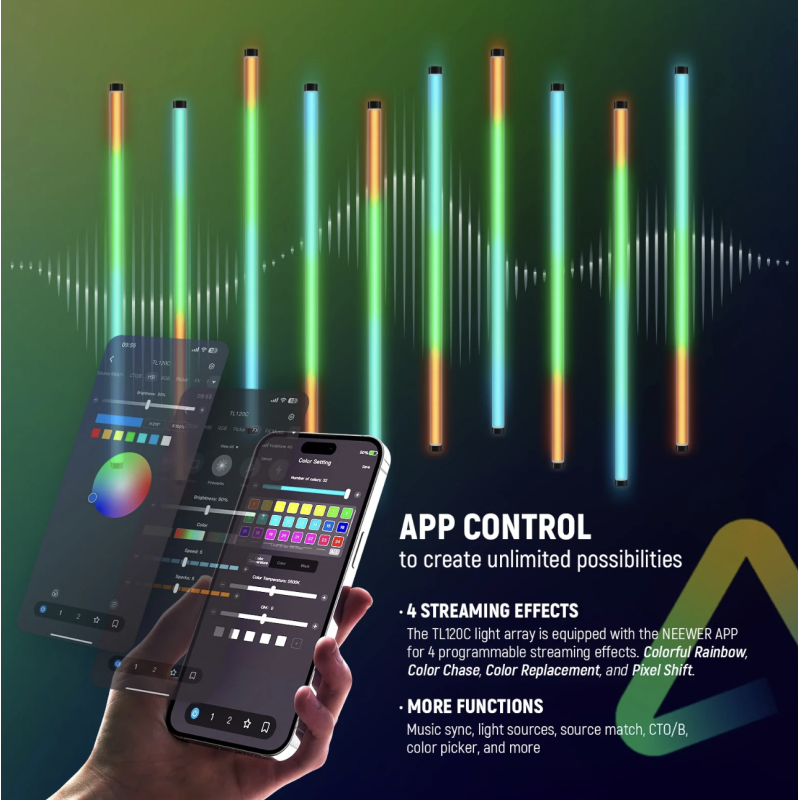 NEEWER TL120C RGB Tube Light with APP/2.4G/DMX Control 