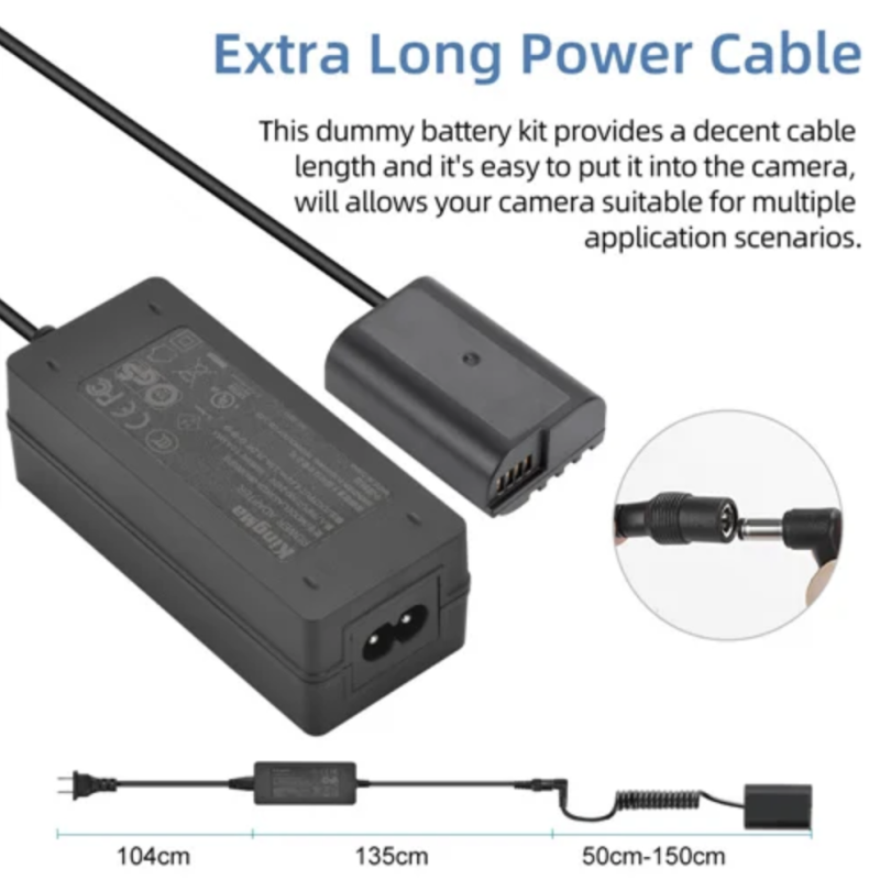 Pin ảo Dummy Kingma BLK22 + Adapter cho máy Lumix GH5 GH6 GH7