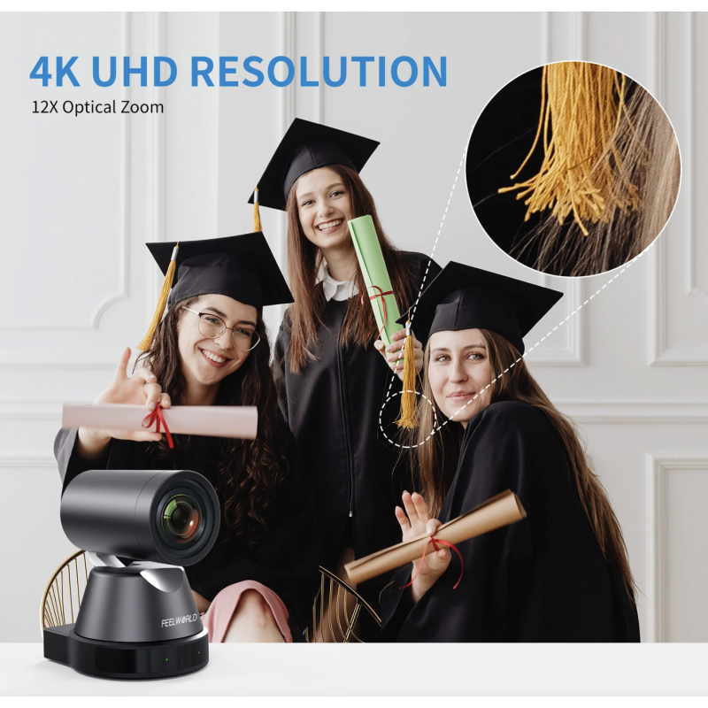 Camera FEELWORLD 4K12X 4K PTZ USB HDMI POE Thu phóng nghiêng xoay quang 12X để phát trực tiếp