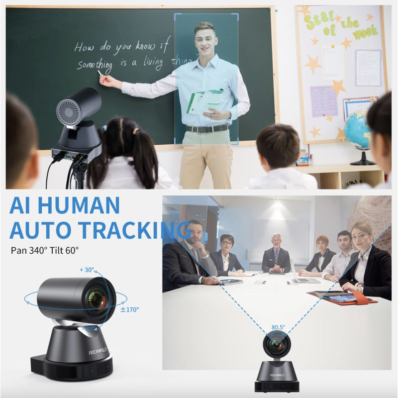 Camera FEELWORLD 4K12X 4K PTZ USB HDMI POE Thu phóng nghiêng xoay quang 12X để phát trực tiếp