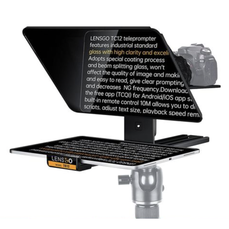 Lensgo TC12 - Máy Nhắc Chữ Di Động 12 Inch Dành Cho Máy Ảnh Và Máy Quay, Hỗ Trợ Kẹp Ngang Dọc, Điều Khiển Từ Xa