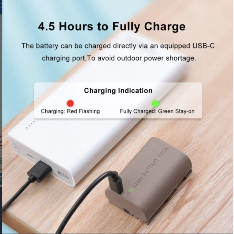 KingMa USB-C Input 1960mAh LP-E6 Battery with Protective Box for Canon EOS 5D, 5DII, 5DS, 60D, 60Da, 6D, 7D Mark II, 70D Cameras
