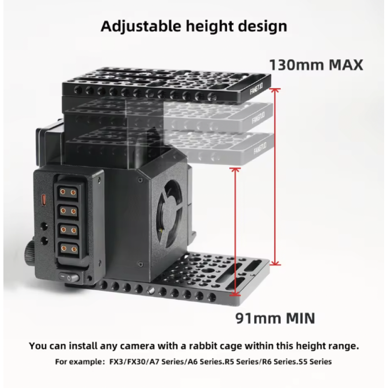 Bộ tản nhiệt FANGTUO M5V PRO dành cho máy ảnh Sony ZV-E10 Mark I & Mark II, kèm phụ kiện mở rộng pin V-Mount ( Thích Nghi  Fx3,Fx30 , A7V, A7R5 , R5 , R5ii , R6Iii , R6iii , Zv-e10)