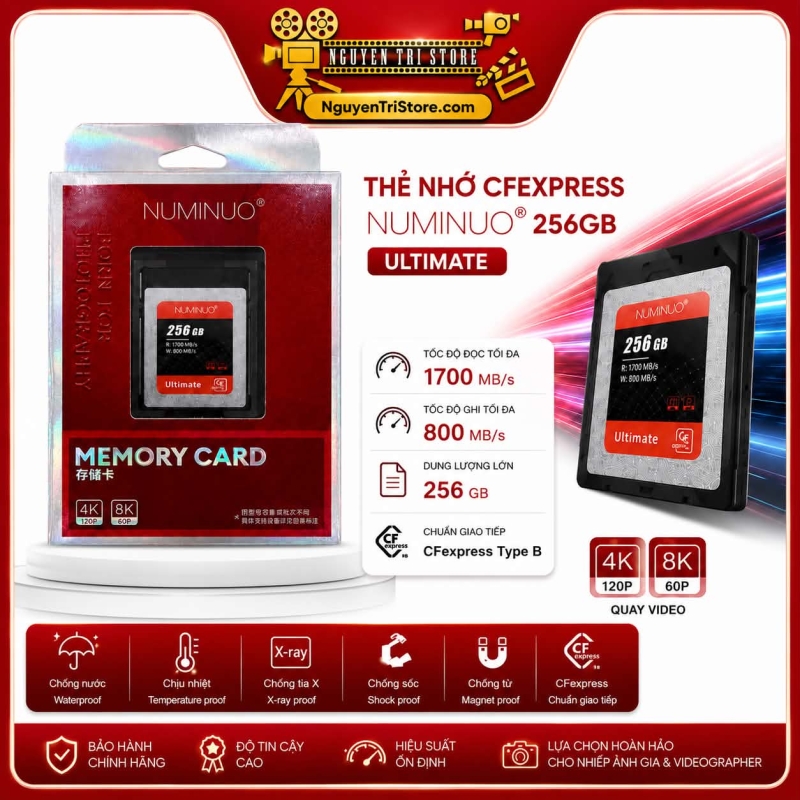 Thẻ nhớ NUMINUO CFEXPRESS TYPE B 256GB Nikon Z9/Z6II/Z7II/R5C/XH2S/GH6