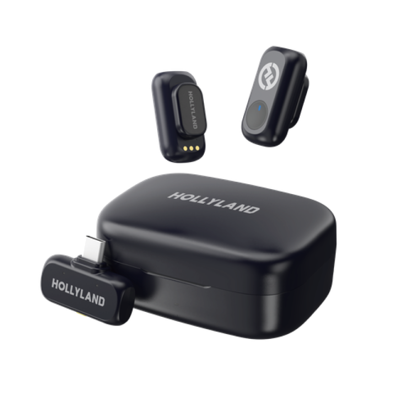 Bộ Micro không dây Hollyland Lark A1 Duo (USB-C RX, hộp sạc) màu Space Gray