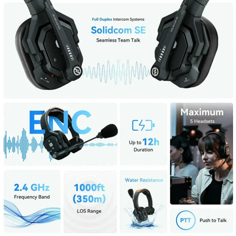 Hollyland Solidcom SE 5S Global 2.4Ghz Phiên bản 5 Tai nghe (FULL VAT)