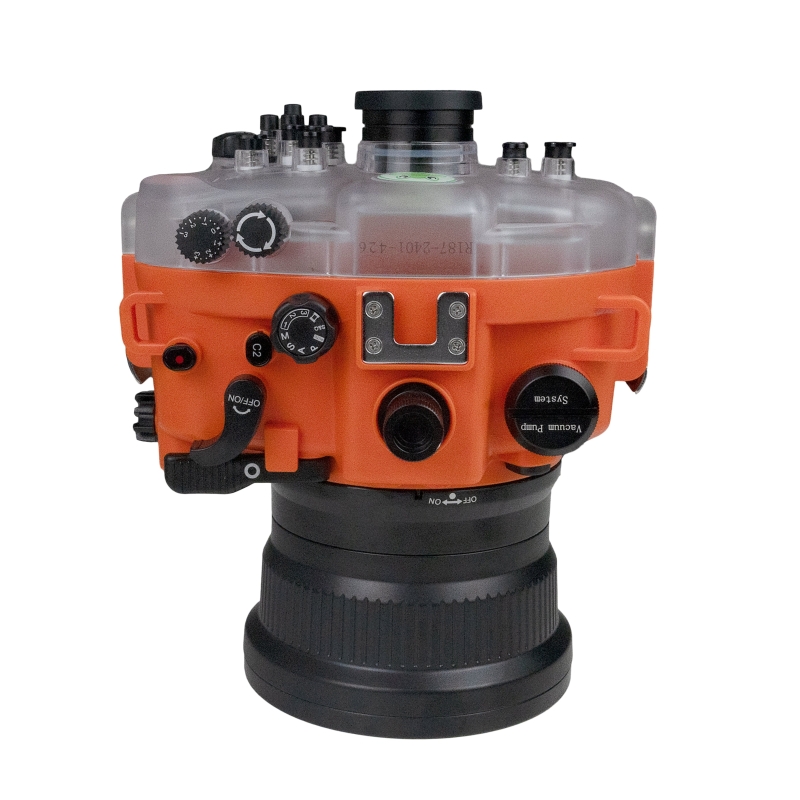 Sony A7S III Salted Line series 40M/130FT Waterproof camera housing with Aluminium Pistol Grip trigger (Standard port). Orange
