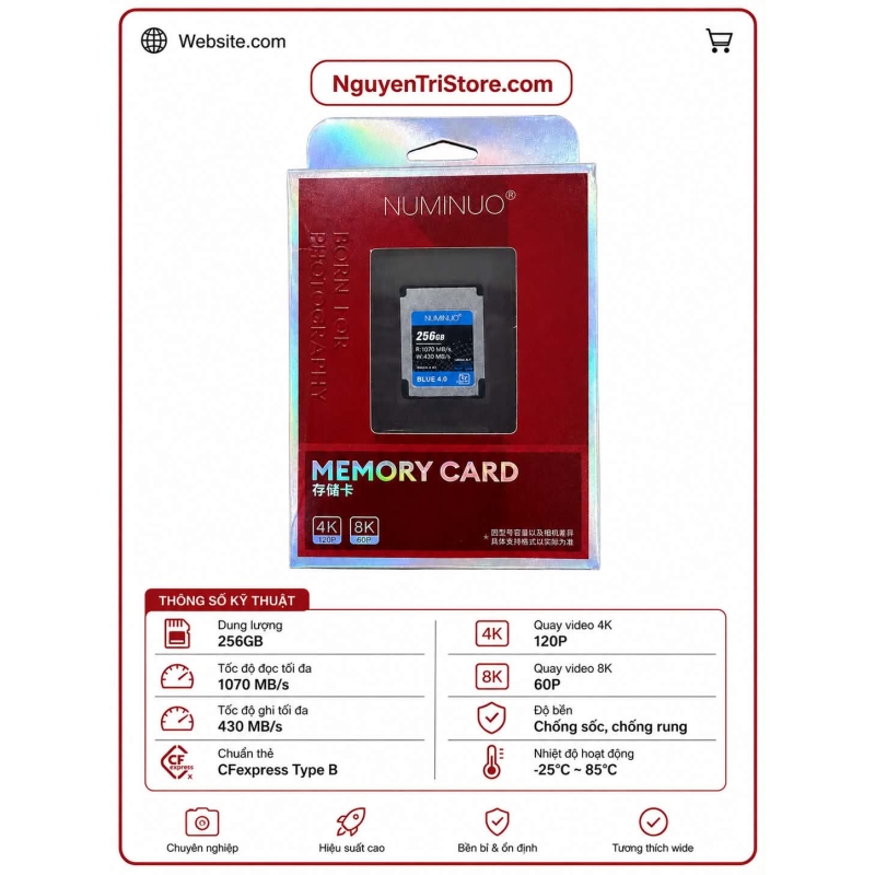 Thẻ Nhớ NUMINUO CFEXPRESS 256GB/512GB Type A dùng cho FX6/FX3/FX30/A7S3/A7M4