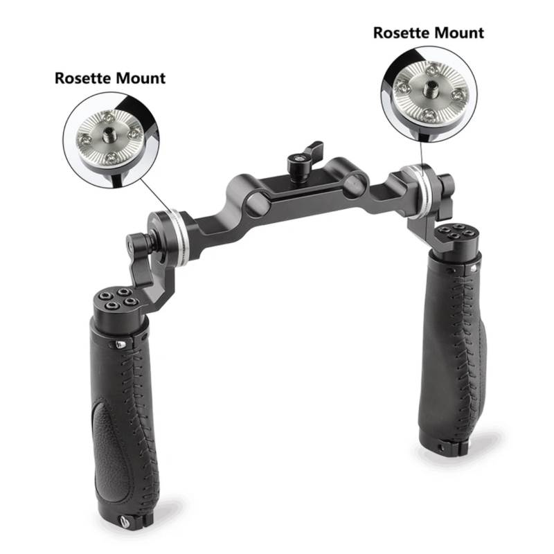 Tay cầm máy ảnh với Bộ chuyển đổi kẹp thanh 15mm & ARRI Rosettes Mount cho máy ảnh DSLR Rig Hệ thống hỗ trợ thanh 15mm