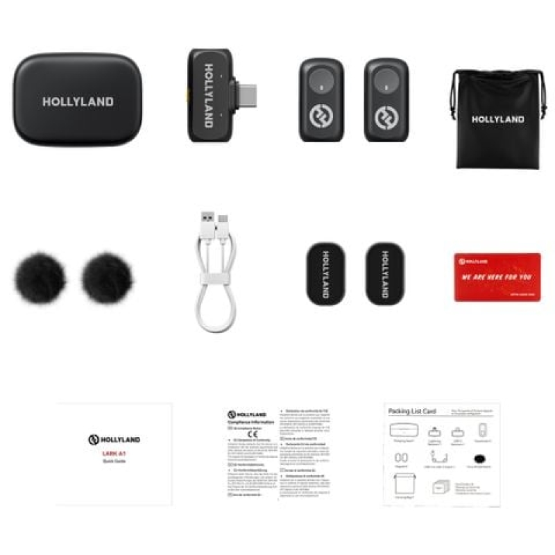 Bộ Micro không dây Hollyland Lark A1 Duo (USB-C RX, hộp sạc) màu Space Gray