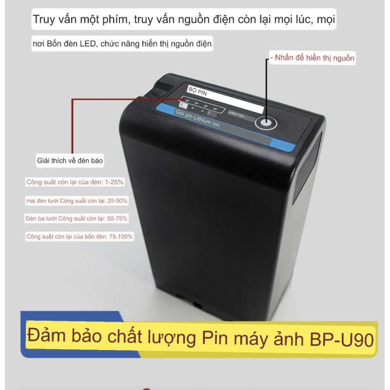 Pin BP-U90, BP-U60 Kingma phù hợp với máy ảnh Sony EX280 EX260 X280 FX6  FS7