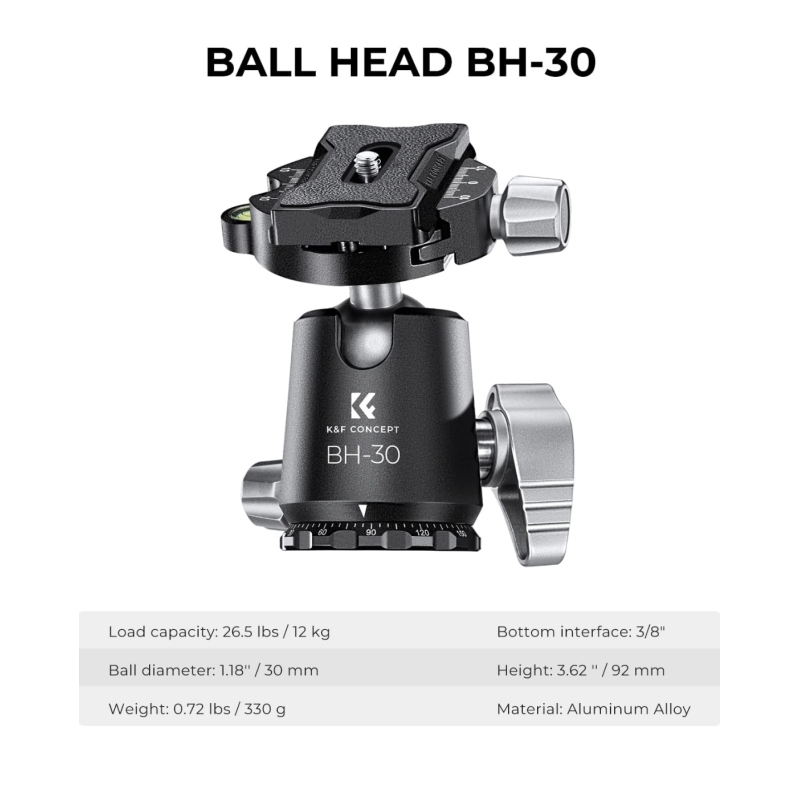 Chân máy K&F bằng sợi carbon C4+BH-30