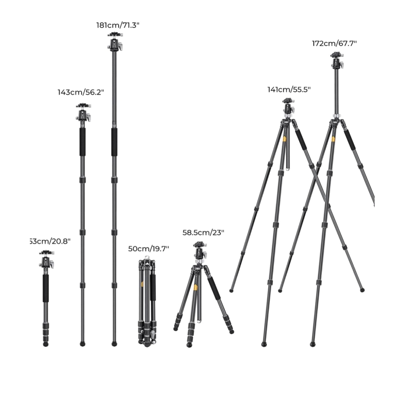 Chân máy K&F bằng sợi carbon C4+BH-30