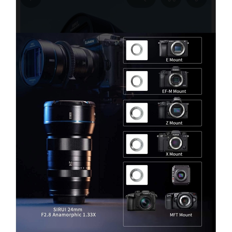 Ống kính biến dạng SIRUI 24mm F2.8 1.33x Ống kính APS-C