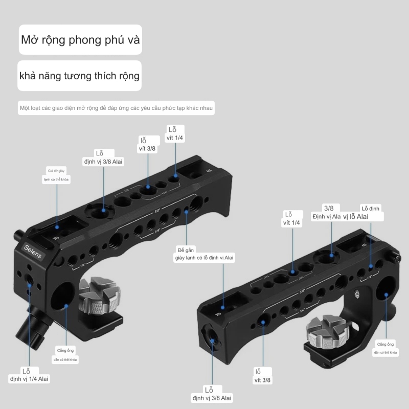 Top handle thương hiệu Selens hỗ trợ gắn khung máy ảnh, quay phim nhẹ bền và dễ sử dụng