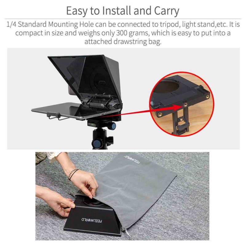FEELWORLD TP2 8 "Portable Teleprompter Up 8" Điện thoại thông minh Tablet Prompter cho Máy ảnh DSLR