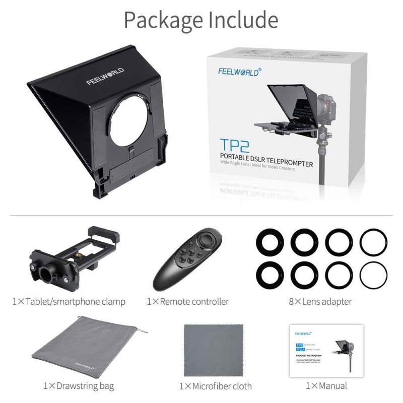 FEELWORLD TP2 8 "Portable Teleprompter Up 8" Điện thoại thông minh Tablet Prompter cho Máy ảnh DSLR