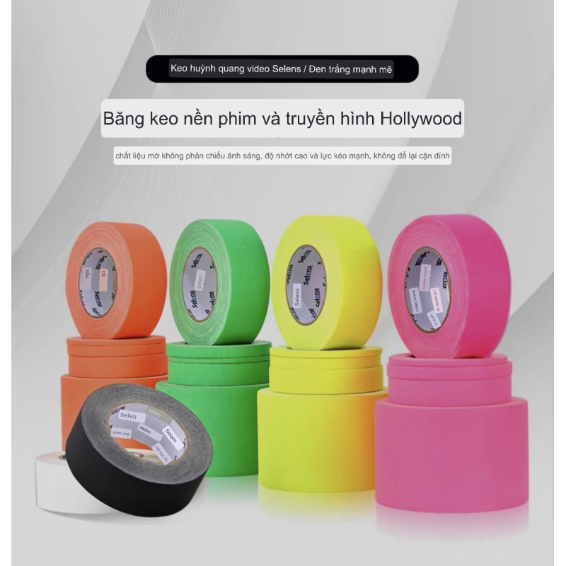 Băng keo màu Selens huỳnh quang UV dùng để trang trí sân khấu, đánh dấu (24mmx23M)