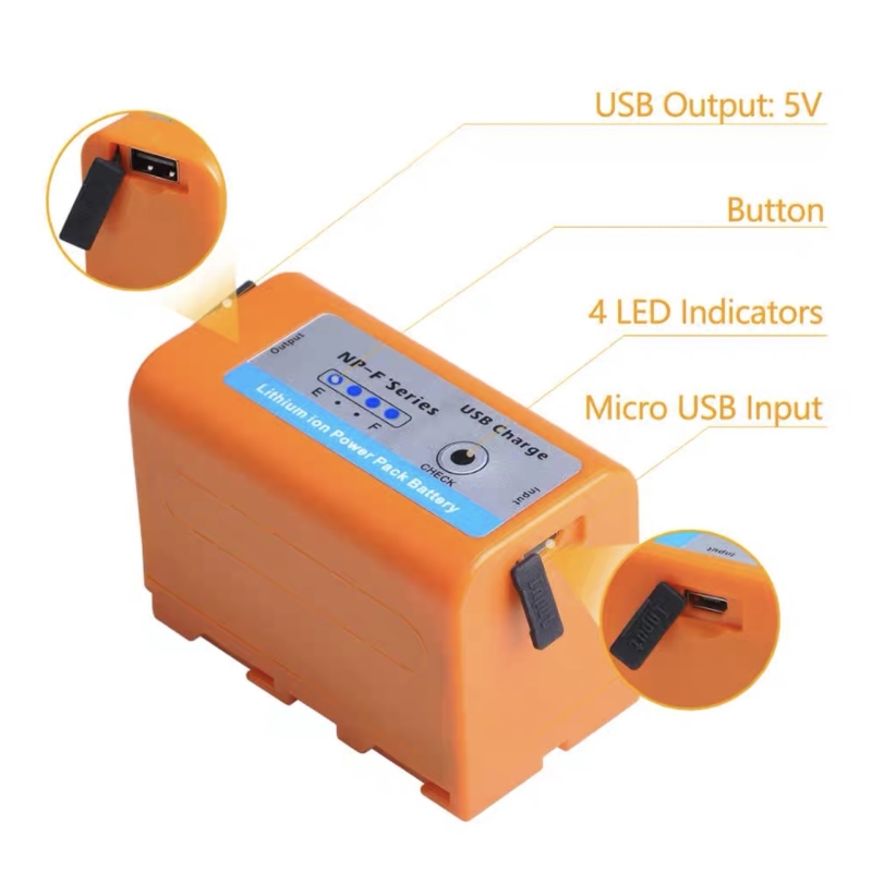 Pin NPF 750/F730/F770 - Đèn Led báo nguồn pin. Đầu ra USB 5200mAH