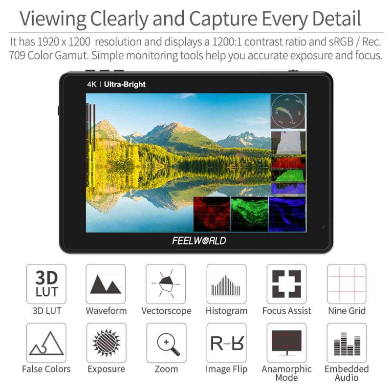 FEELWORLD LUT7 PRO 7INCH 2200NITS MÀN HÌNH MÁY ẢNH LUT TOUCH F970