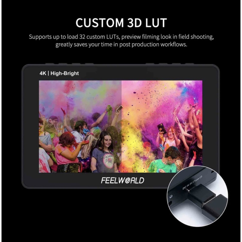 FEELWORLD F5 PROX Màn hình máy ảnh DSLR độ sáng cao 5.5 inch 1600nit F970 Cài đặt và Bộ nguồn