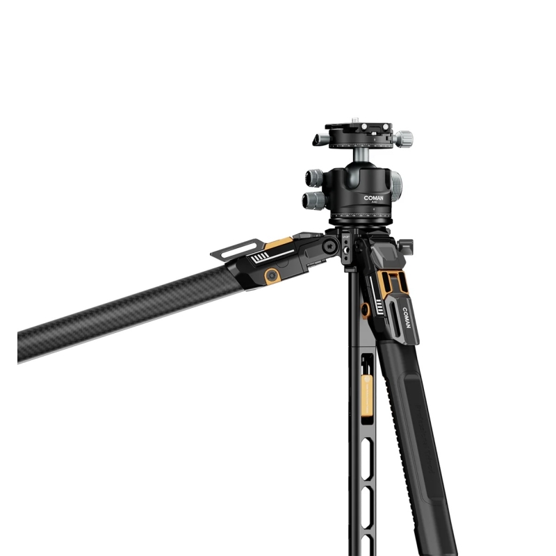 Chân máy COMAN T1A40 4 đoạn bằng sợi carbon, đầu bi thủy lực kép xoay toàn cảnh, chiều cao 66,5 inch, tải trọng 44 lb.