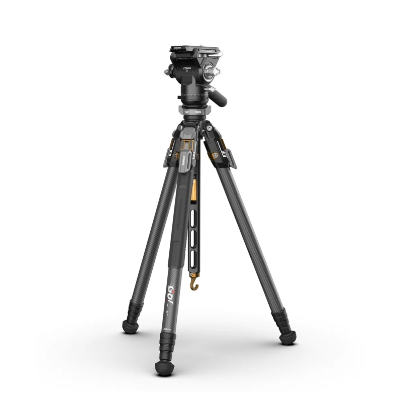 Chân máy COMAN T1SV5 bằng sợi carbon, mở nhanh, 68,9 inch, dùng cho quay phim và chụp ảnh, kèm đầu xoay thủy lực.