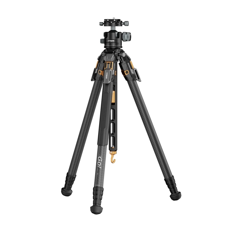 Chân máy COMAN T1A40 4 đoạn bằng sợi carbon, đầu bi thủy lực kép xoay toàn cảnh, chiều cao 66,5 inch, tải trọng 44 lb.
